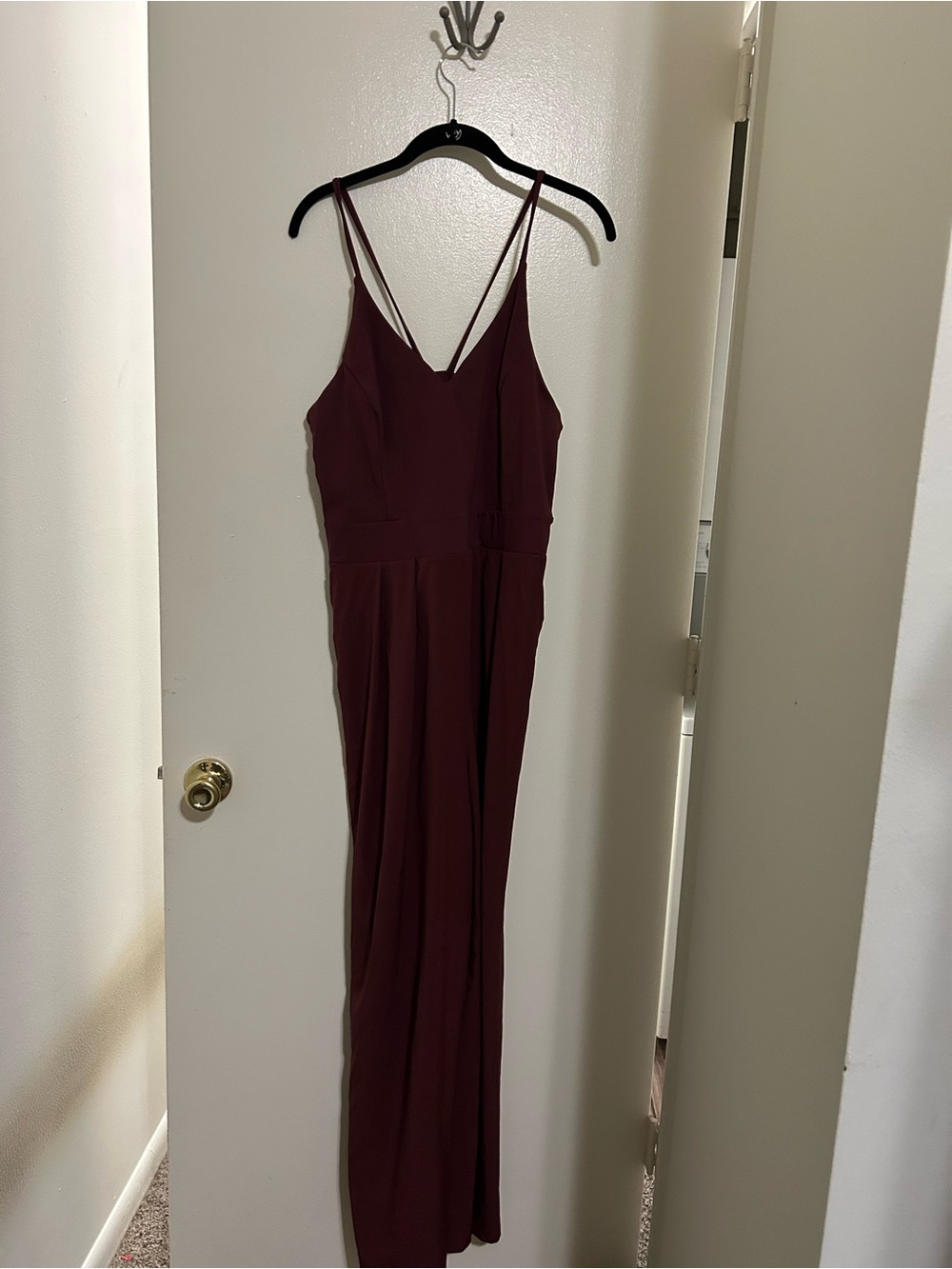 Elegant Wine Red Strappy Jumpsuit